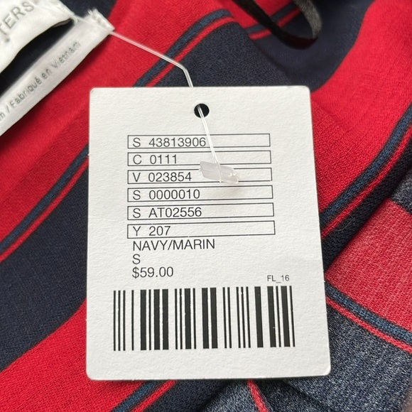 Urban Outfitters Longline Navy and Red Striped Surplice Blouse. Size Small. NWT - Picture 11 of 16